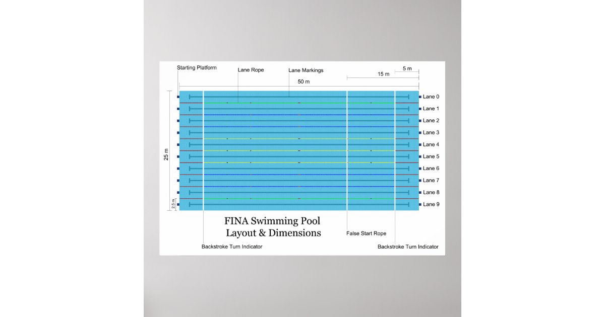 FINA Long Course Swimming Pool Standard Chart Poster Zazzle
