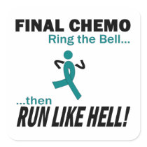 Final Chemo Run Like Hell - Cervical Cancer Square Sticker