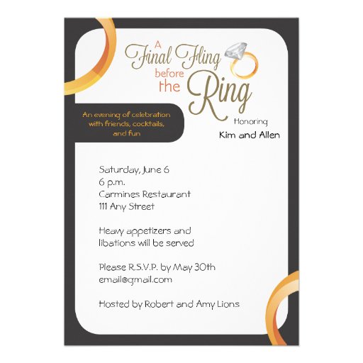 Final Fling Before the Ring Party Invite