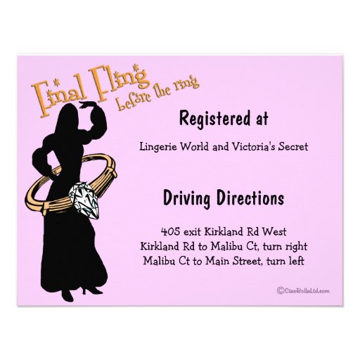 Final Fling Before The Ring Pink Party Invitations