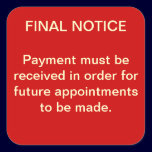 FINAL NOTICE Collections Sticker (red) stickers