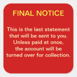 FINAL NOTICE Collections Sticker (red/yellow)