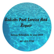 final_pool, Redicks Pool Service And Repair, Se... Round Stickers