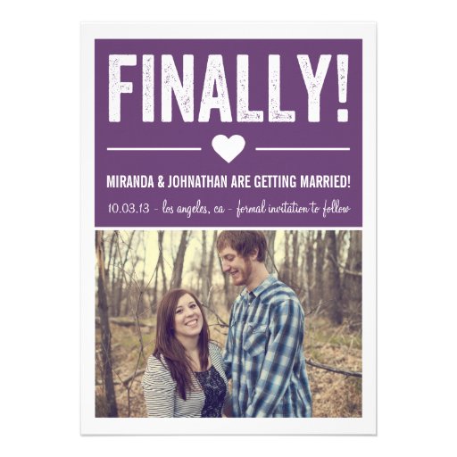 Finally - Purple Photo Save The Date Announcements