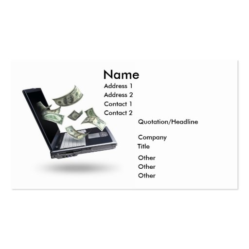 Finances, Money Business Card (front side)