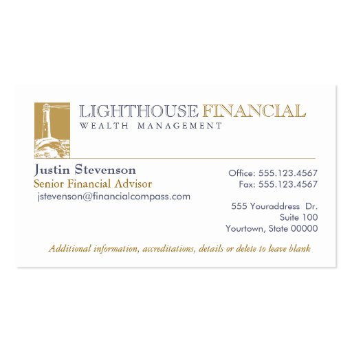 Financial Advisor Business Card (front side)
