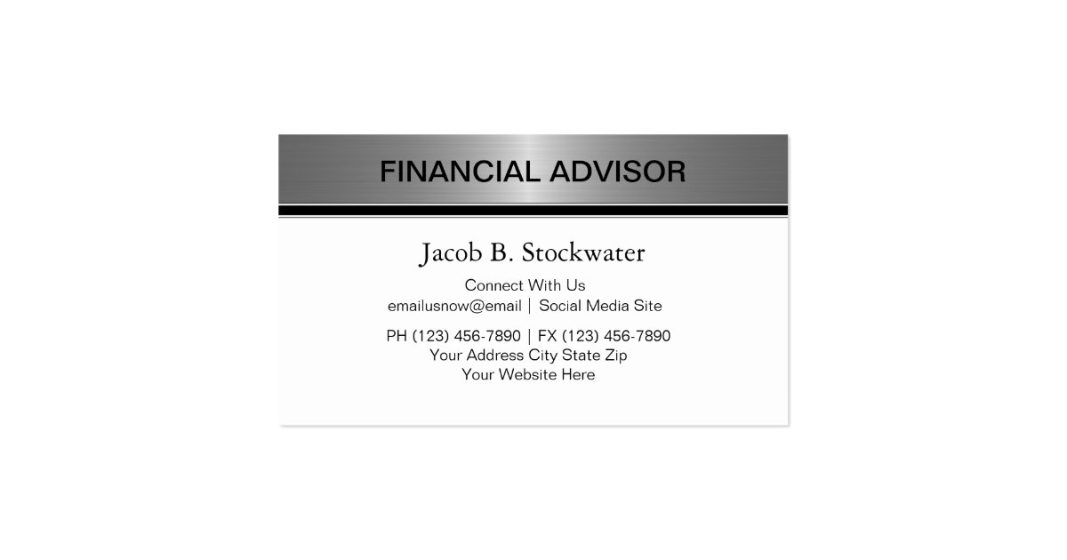 Financial Advisor Business Cards Zazzle