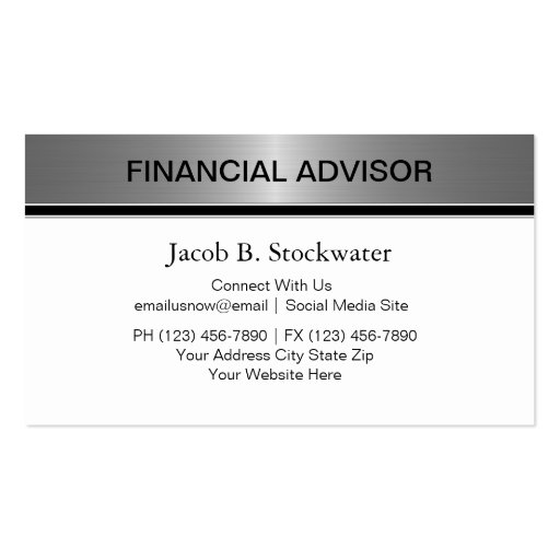 Financial Advisor Business Cards (front side)