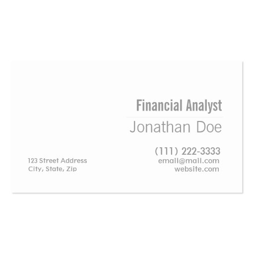 Financial Analyst Accountant Business Card (back side)