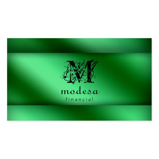 Financial Business Cards Green Metallic (front side)