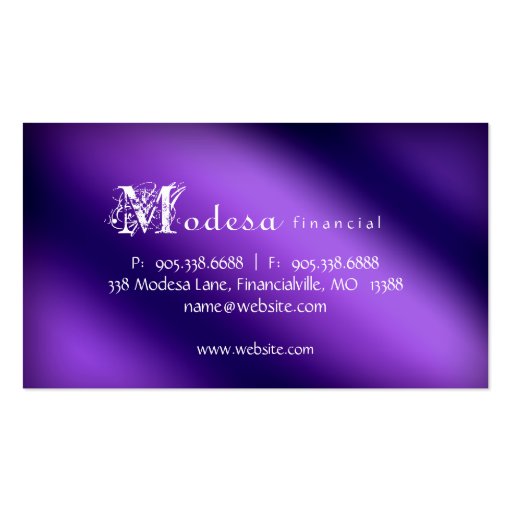 Financial Business Cards Purple Metallic (back side)