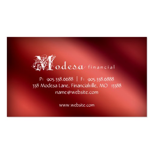 Financial Business Cards Red Metallic (back side)