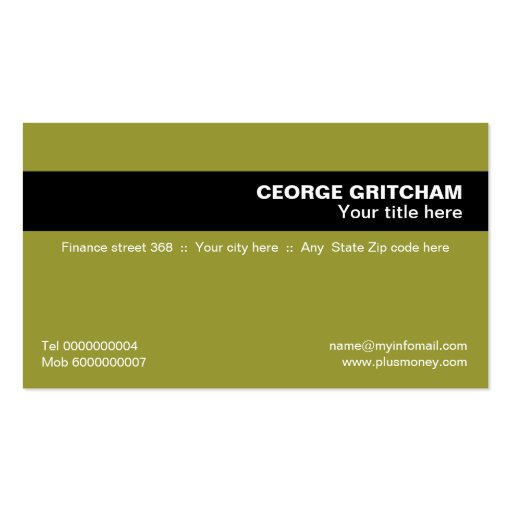 Financial consultant black olive business card (back side)
