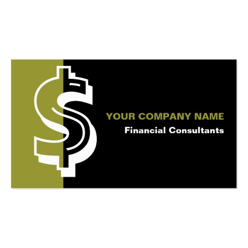 Financial consultant black olive business card (front side)