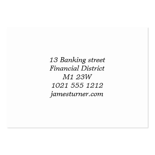 Financial services business card (back side)