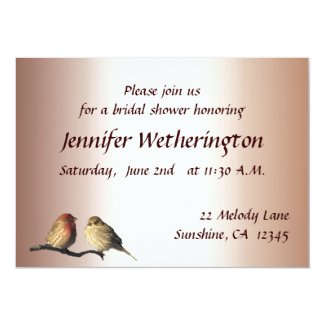Finches Bridal Shower 5x7 Paper Invitation Card
