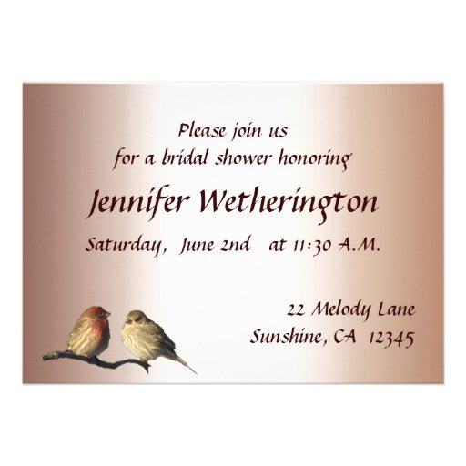 Finches Bridal Shower Announcement