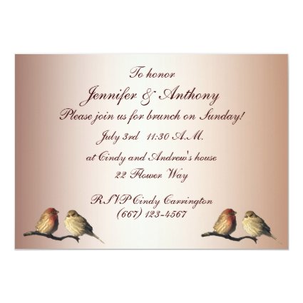Finches Wedding Brunch 5x7 Paper Invitation Card