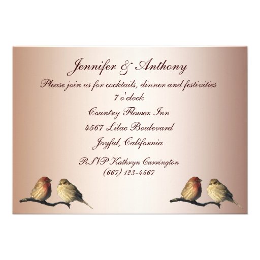 Finches Wedding Reception Invite
