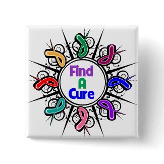 Find A Cure For All Cancers Tribal Ribbons button