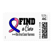 Find a Cure Male Breast Cancer Awareness Postage Stamp