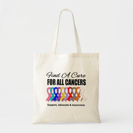 Find a Cure Ribbons For All Cancers Canvas Bags