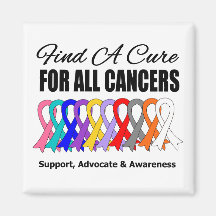 Find a Cure Ribbons For All Cancers Fridge Magnets