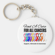 Find a Cure Ribbons For All Cancers Key Chains