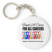 Find a Cure Ribbons For All Cancers Key Chains