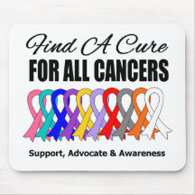 Find a Cure Ribbons For All Cancers Mousepads