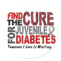 Find The Cure 1 JUVENILE DIABETES T-Shirts & Gifts Round Sticker