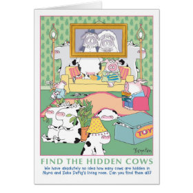 FIND THE HIDDEN COWS Birthday Greeting Card