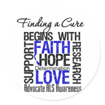 Finding a Cure For ALS Awareness v1 stickers by giftsforawareness Finding a Cure For ALS Awareness v1 stickers