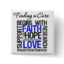 Finding a Cure For Autism Pinback Buttons