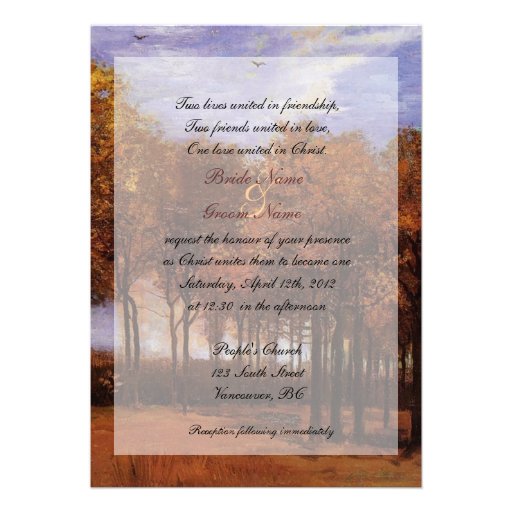 Fine art Christian fall wedding invitations