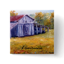 Fine Art Louisiana Barn from Oil Painting buttons by Artist_Lenora Fine Art Louisiana Barn from Oil Painting buttons