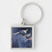 Fine art painting Althea blue woman fashion Key Chain