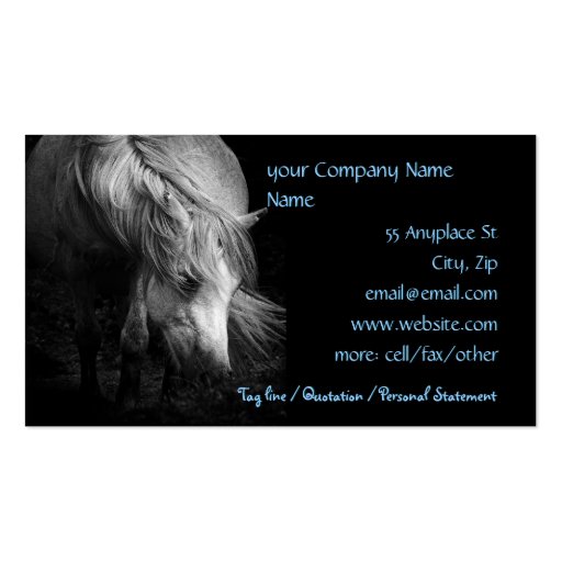 Fine Art Pony Head and Mane business cards tempate (front side)