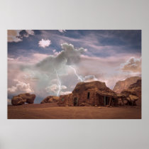 Fine Art Southwest Desert Lightning Landscape Poster