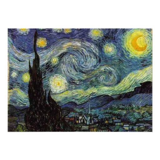Fine art, Starry Night, classic,stylish graduation Personalized Announcements