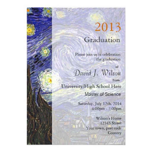 Fine art Starry Night graduation party Personalized Invitation