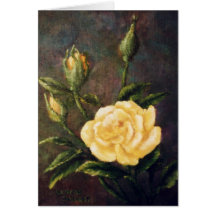 Fine Art Yellow Rose and Buds Still Life Greeting Cards