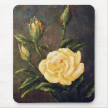 Fine Art Yellow Rose and Buds Still Life Mouse Pad