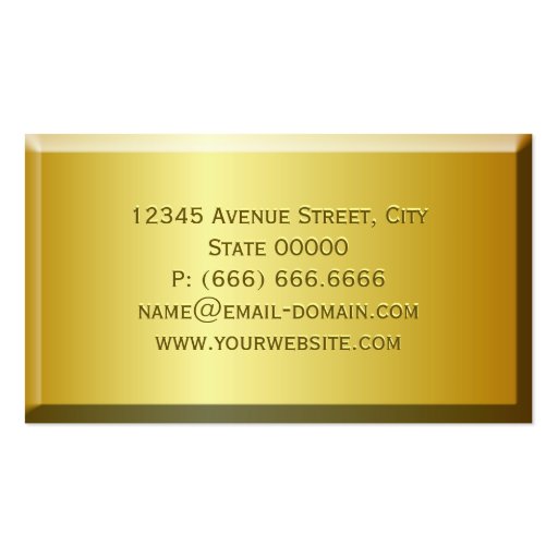 Fine Gold Brick Look with Custom Embossed Text Business Card (back side)