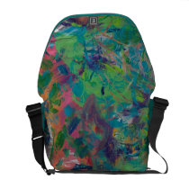 Finger Paint! Blue, green, purple abstract. Courier Bags