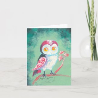 Finger Painted Owl Art Note Card