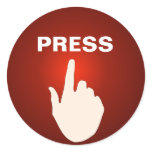 Finger red glowing button Press Name Tag sticker