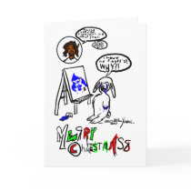 Fingerpainting Bunny Christmas Card