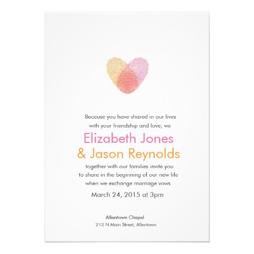 Fingerprint Heart Wedding Invitation
