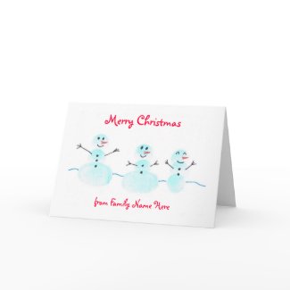 Fingerprint Snowman Christmas Card - Personalize card